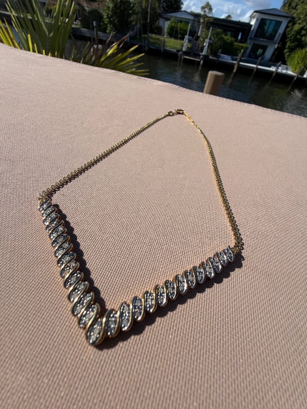 Natural Diamond .5ctw Set in Sterling Silver/14KT Overlay Necklace